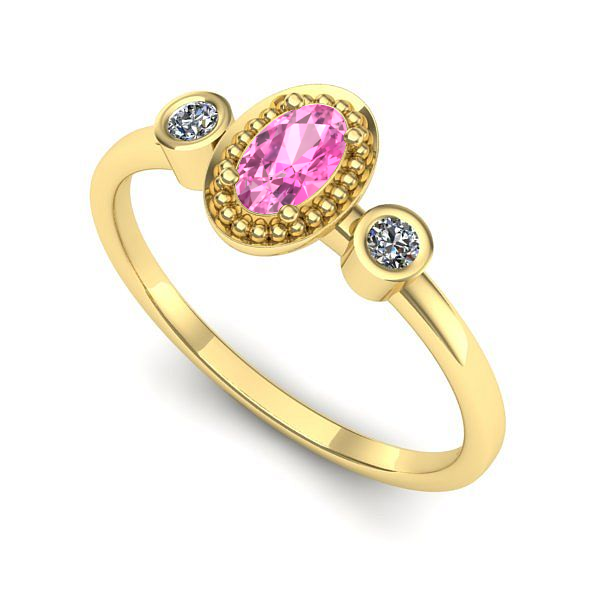 Inel logodna din aur galben cu safir roz