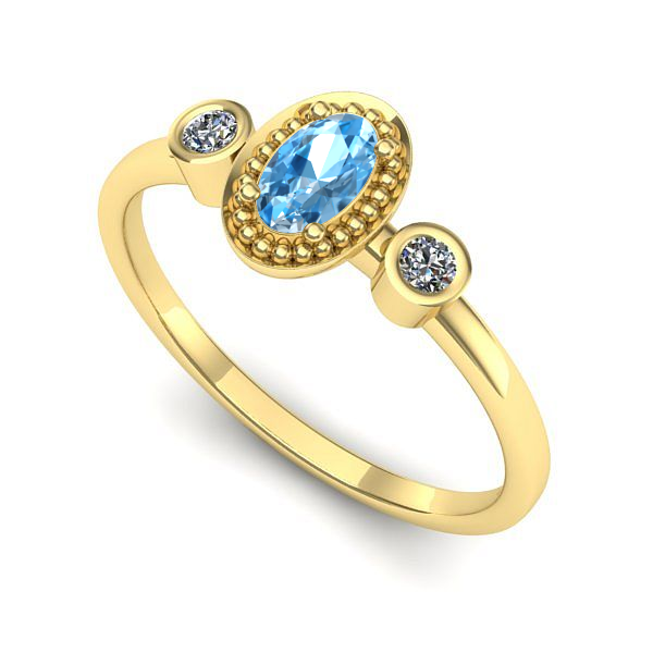 Inel de logodna din aur galben cu topaz blue