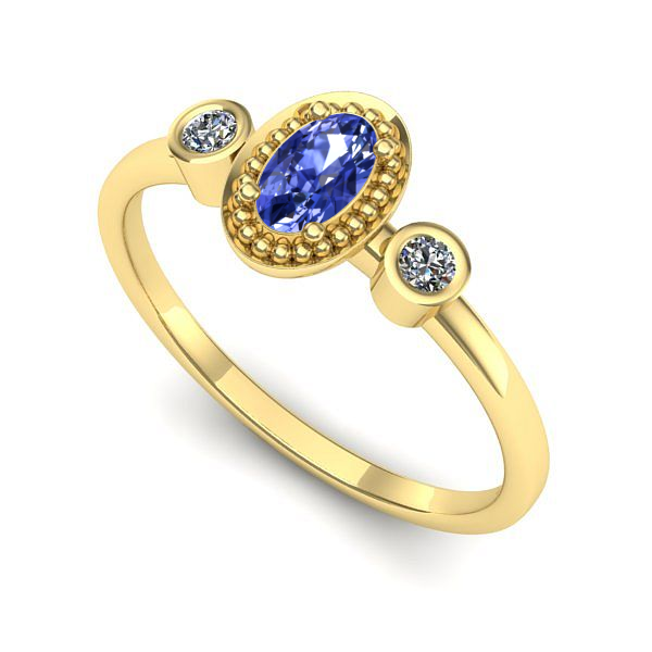 Inel din aur galben cu tanzanit