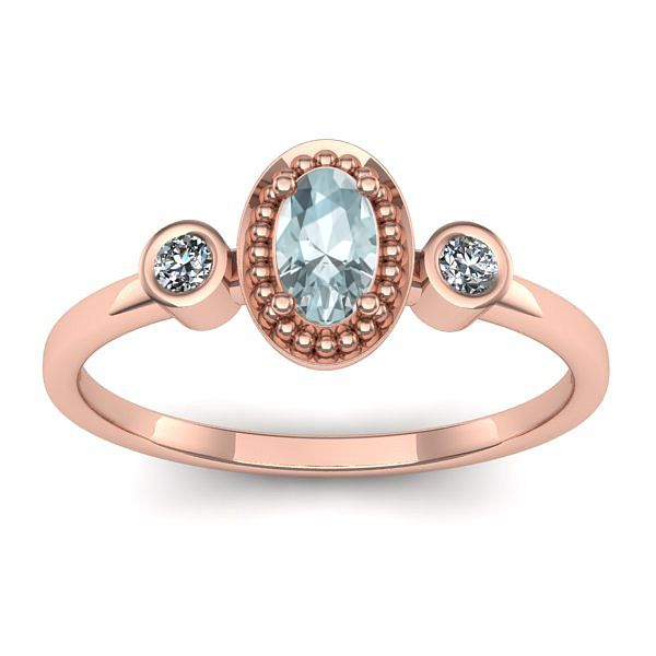 Inel cu aquamarin oval