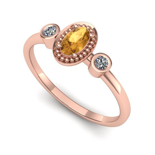 Inel din aur roz cu citrin