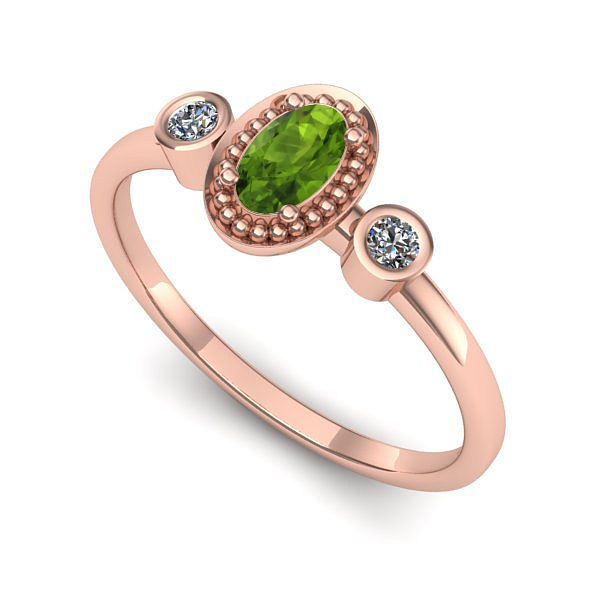 Inel din aur roz cu peridot