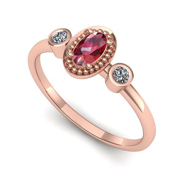 Inel logodna din aur roz cu rubin