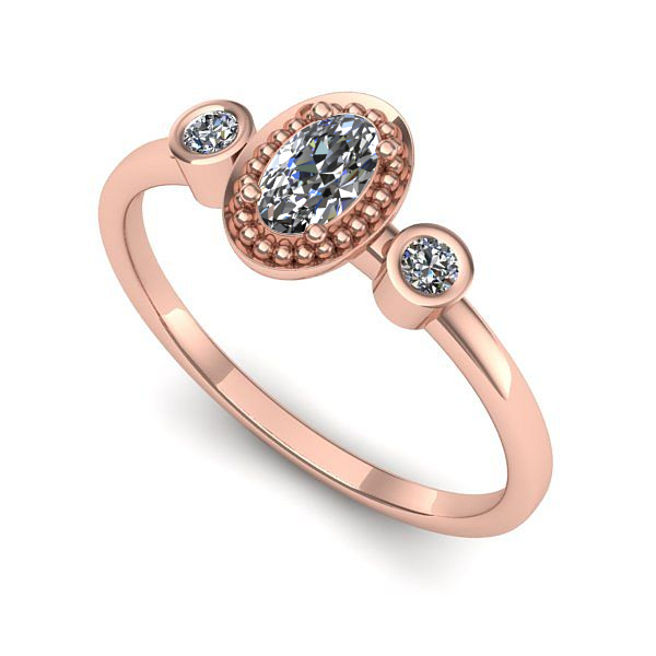 Inel logodna din aur roz cu safir alb