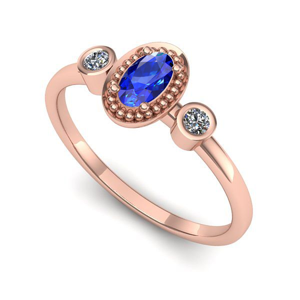 Inel din aur roz cu safir