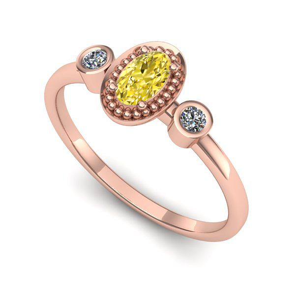 Inel logodna din aur roz cu safir galben