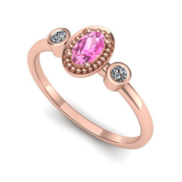 Inel de logodna din aur roz cu safir roz