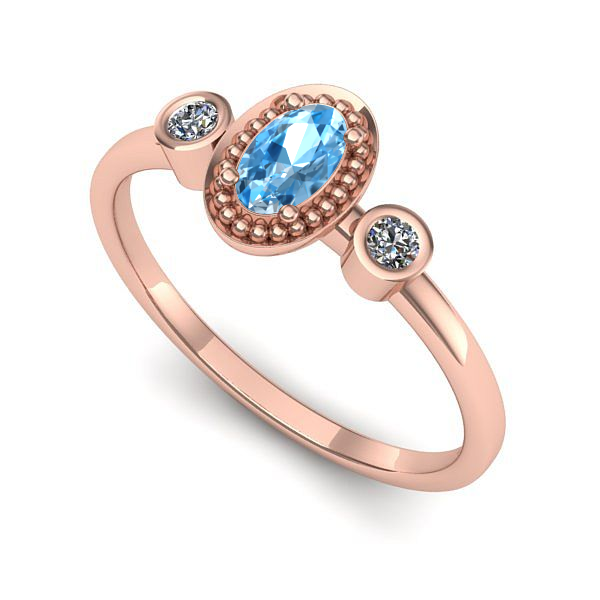 Inel de logodna din aur roz cu topaz blue