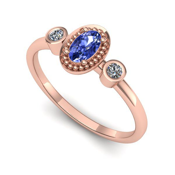 Inel de logodna din aur roz cu tanzanit