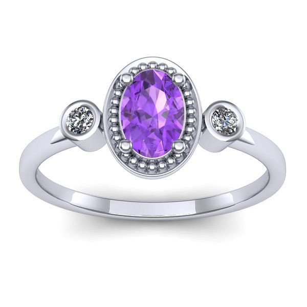 Inel logodna cu ametist oval