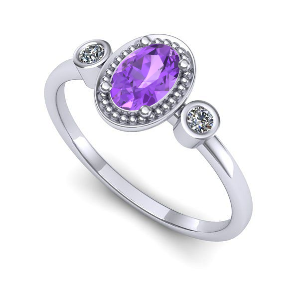 Inel logodna din aur alb cu ametist