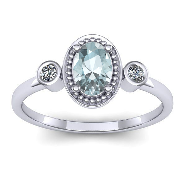 Inel de logodna cu aquamarin oval