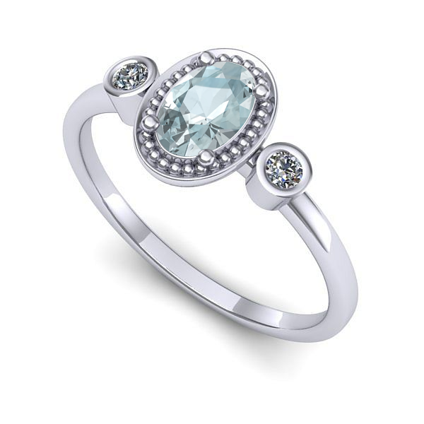 Inel din aur alb cu aquamarin