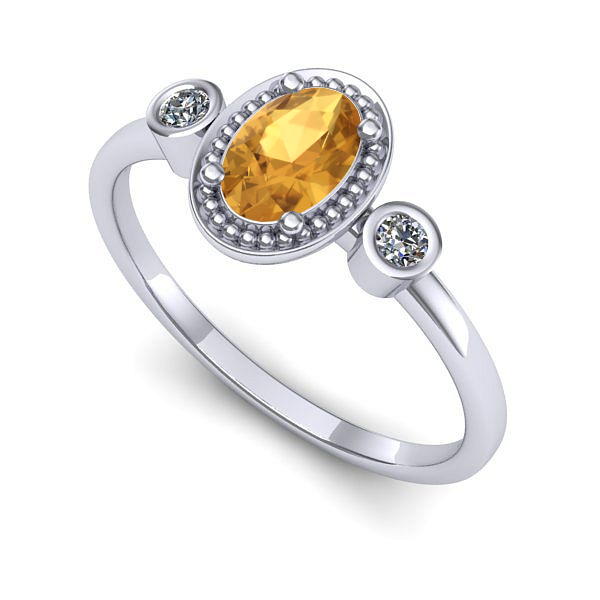 Inel din aur alb cu citrin