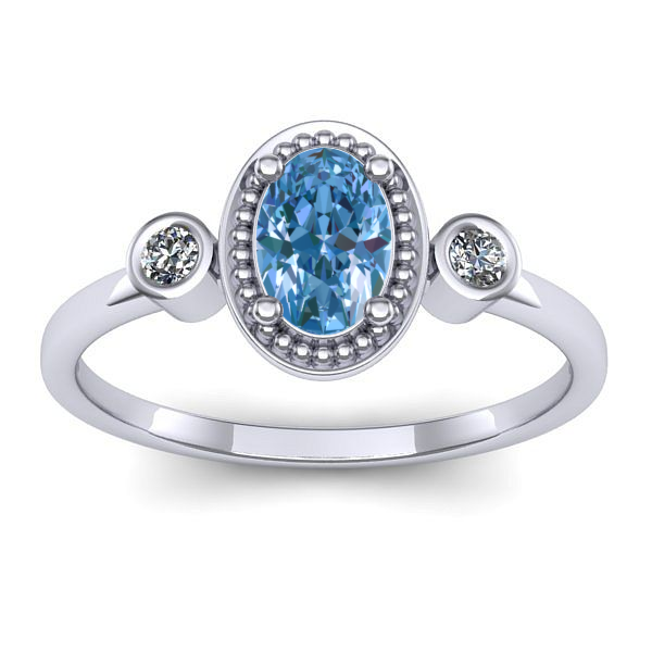 Inel cu diamant de laborator albastru oval