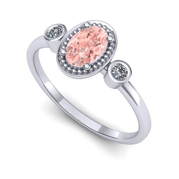 Inel logodna din aur alb cu diamant de laborator roz