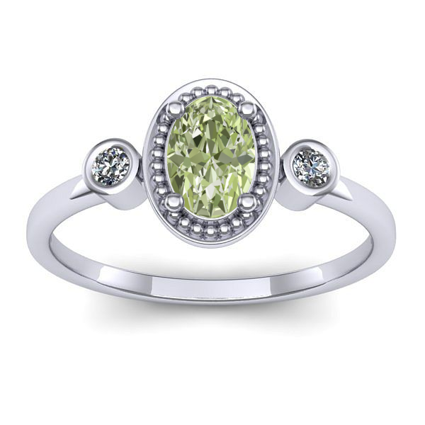 Inel logodna cu diamant de laborator verde oval