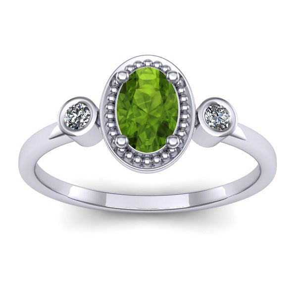 Inel de logodna cu peridot oval