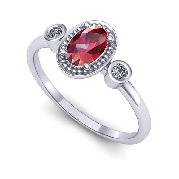 Inel logodna din aur alb cu rubin