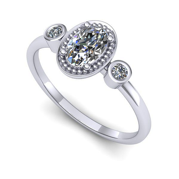 Inel de logodna din aur alb cu safir alb