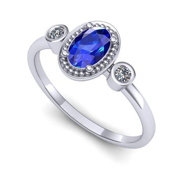 Inel de logodna din aur alb cu safir