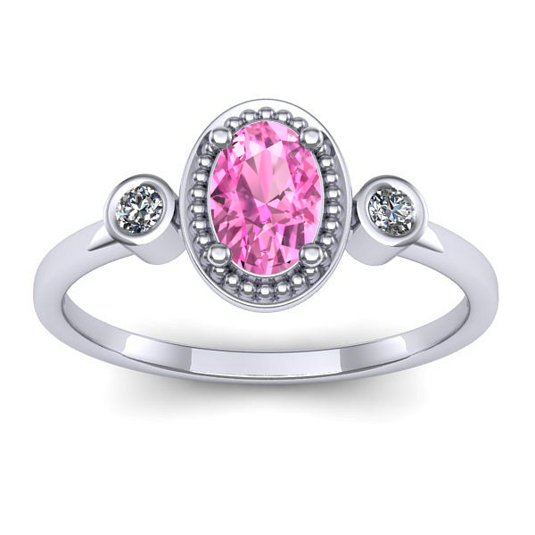 Inel cu safir roz oval