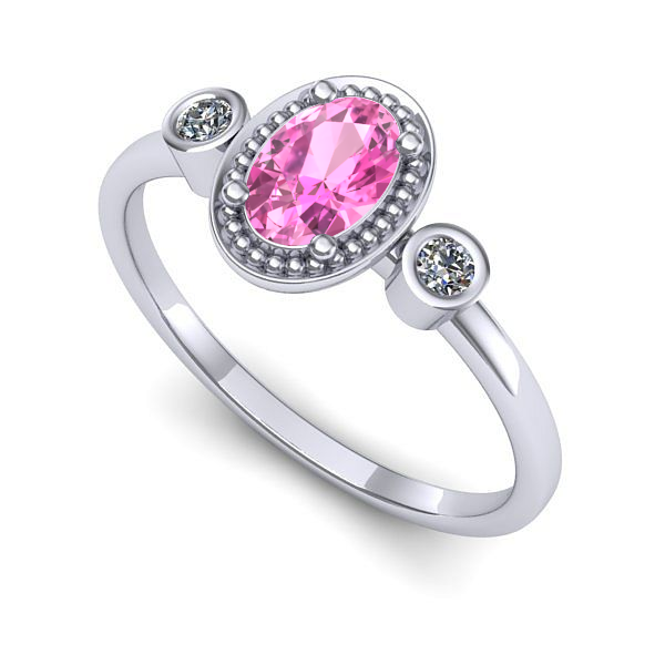 Inel din aur alb cu safir roz