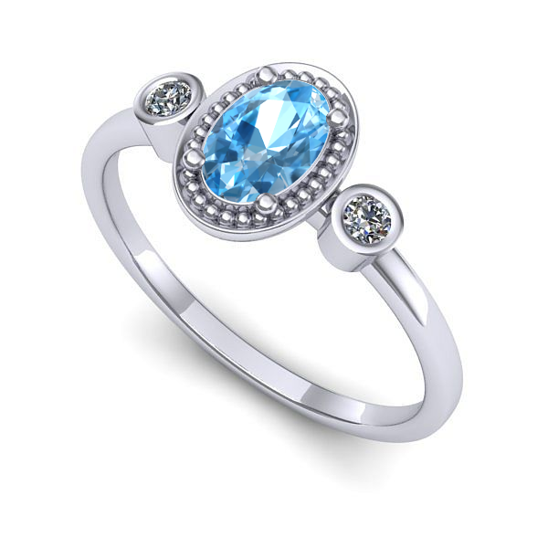 Inel logodna din aur alb cu topaz blue