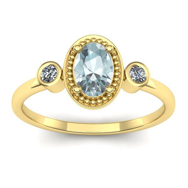 Inel de logodna cu aquamarin oval