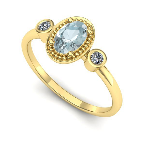 Inel din aur galben cu aquamarin