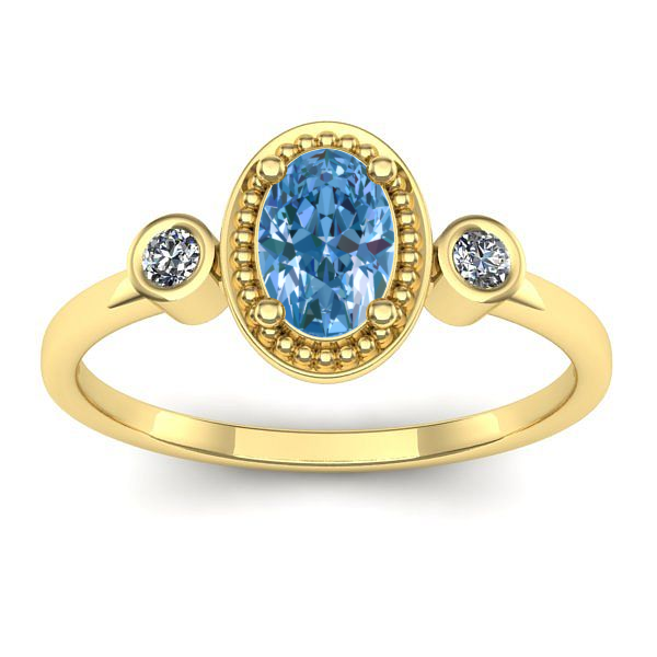 Inel cu diamant de laborator albastru oval