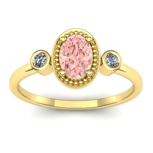 Inel cu diamant de laborator roz oval