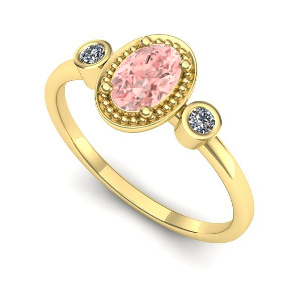 Inel din aur galben cu diamant de laborator roz