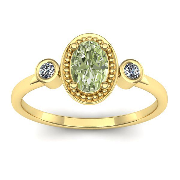 Inel logodna cu diamant de laborator verde oval