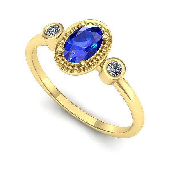 Inel de logodna din aur galben cu safir