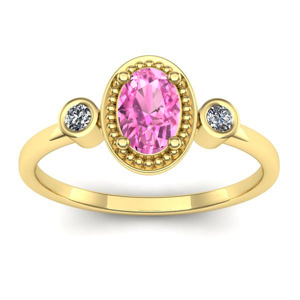 Inel cu safir roz oval