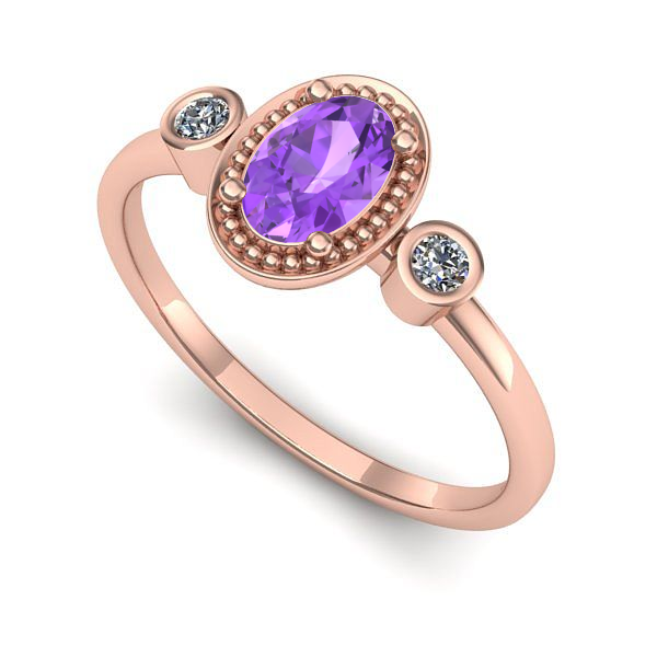 Inel din aur roz cu ametist