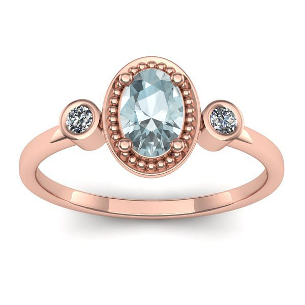 Inel de logodna cu aquamarin oval