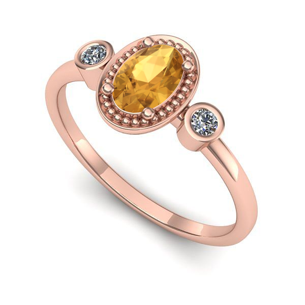 Inel logodna din aur roz cu citrin
