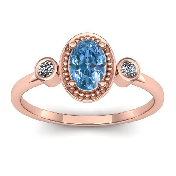 Inel logodna cu diamant de laborator albastru oval