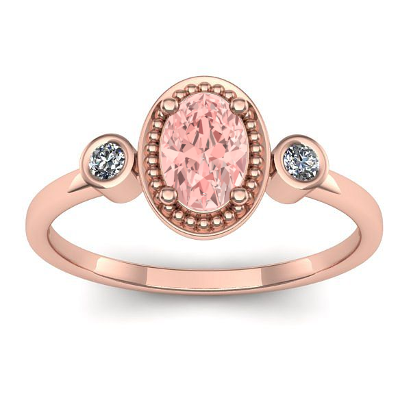Inel logodna cu diamant de laborator roz oval