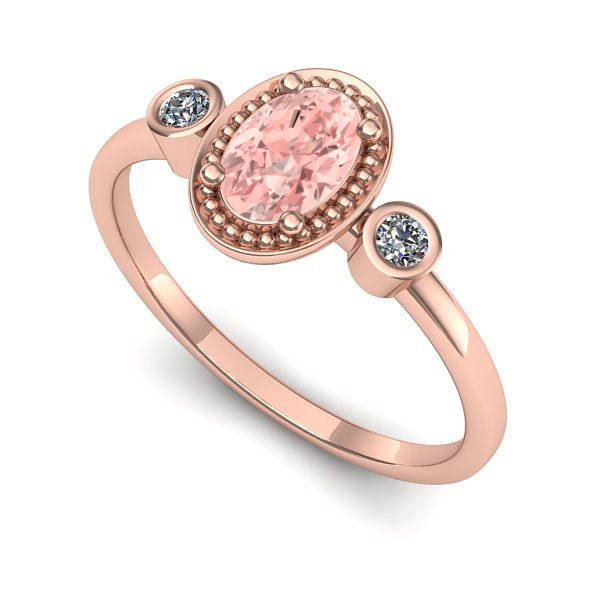 Inel de logodna din aur roz cu diamant de laborator roz