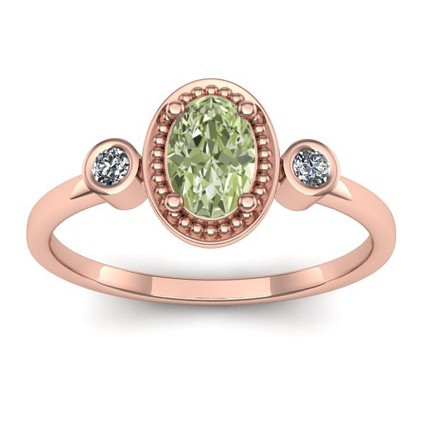 Inel de logodna cu diamant de laborator verde oval