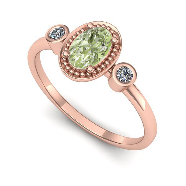 Inel logodna din aur roz cu diamant de laborator verde