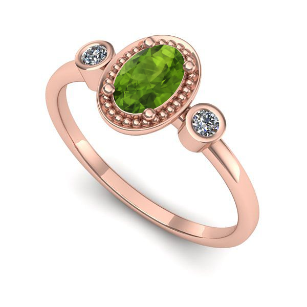 Inel din aur roz cu peridot