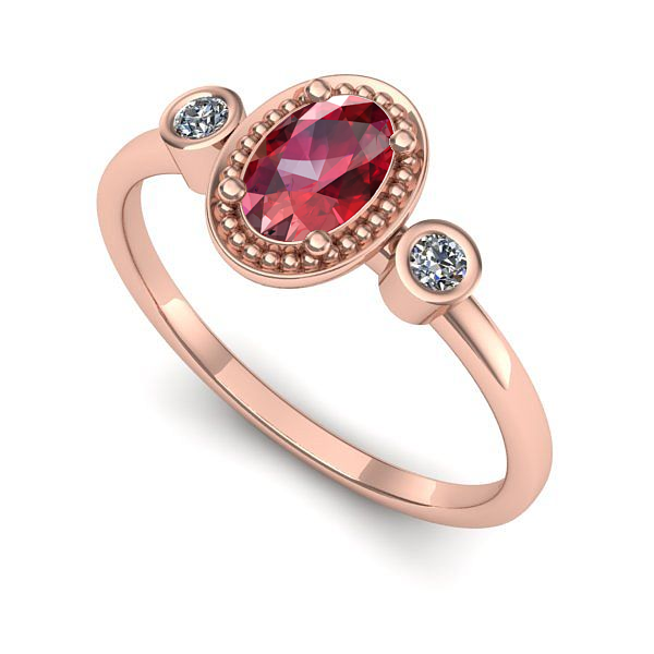 Inel din aur roz cu rubin