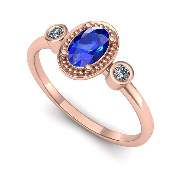 Inel din aur roz cu safir