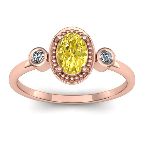 Inel cu safir galben oval
