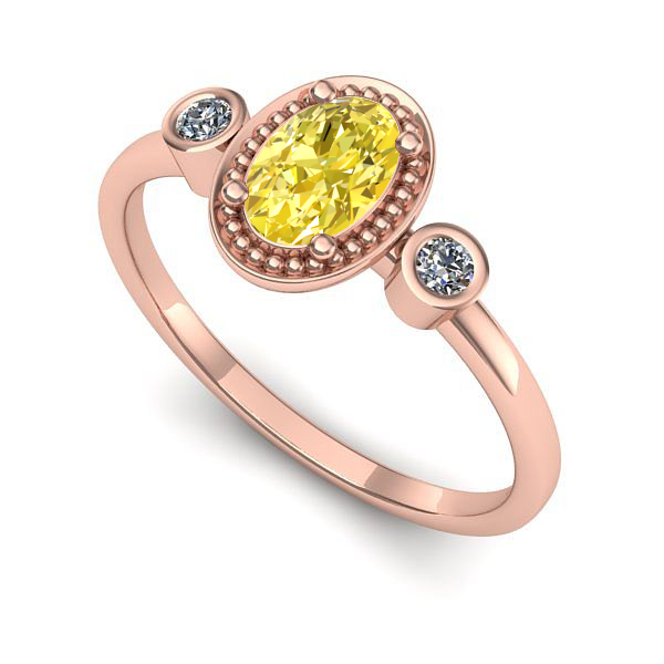Inel de logodna din aur roz cu safir galben