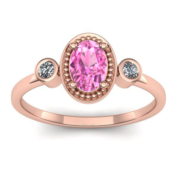 Inel logodna cu safir roz oval